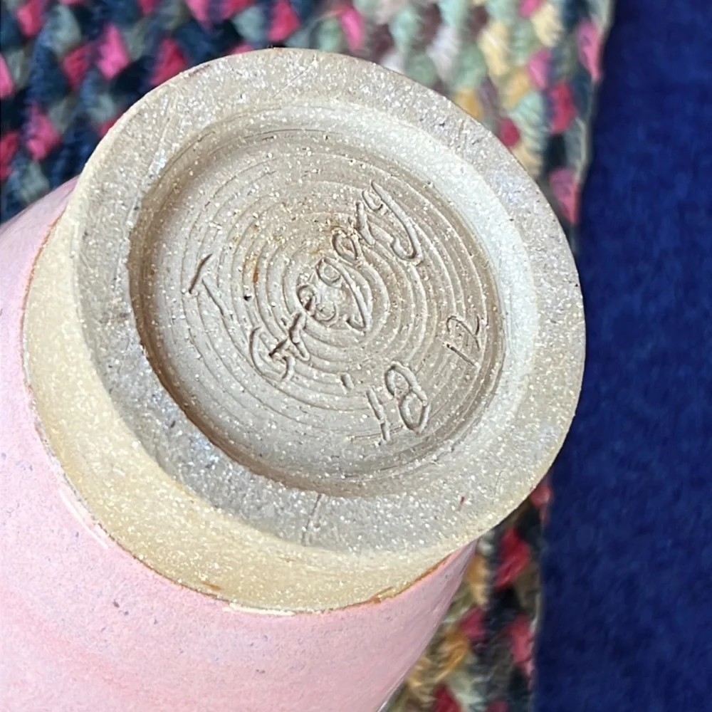 Handmade Pottery Vase Pink Glaze stoneware T. Gregory